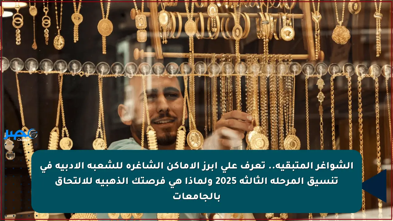 الشواغر المتبقية.. تعرف على أبرز الأماكن الشاغرة للشعبة الأدبية في تنسيق المرحلة الثالثة 2025 ولماذا هي فرصتك الذهبية للالتحاق بالجامعات